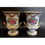 A Pair of 19th Century Samson Porcelain Two Handled Vases,