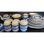 A Collection of Cornish Ware Blue Banded Kitchen Ware, some by T.G.