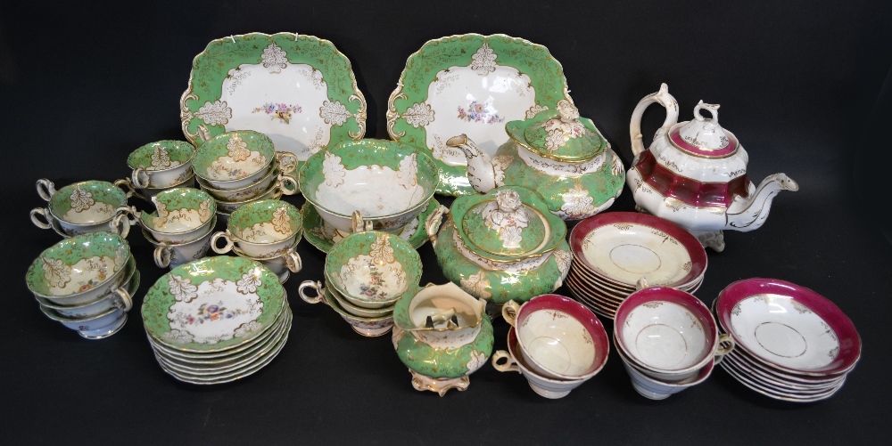 A 19th Century English Tea Service, comprising cups, saucers, teapot, bowls and dishes,