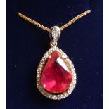 An 18ct. Yellow Gold Ruby and Diamond Pe