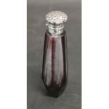 A White Metal Topped Glass Scent Bottle