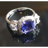 An 18ct. White Gold Tanzanite and Diamon