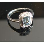 An 18ct. White Gold Aquamarine and Diamo