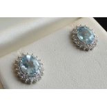 A Pair of 18ct. White Gold Aquamarine an