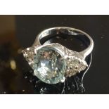 An 18ct. White Gold Aquamarine and Diamo