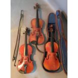 A Violin with Two Piece Back and Ebony Fret Board,