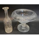 A Heavy Cut Glass Comport upon Pedestal Base, 28 cms diameter,