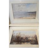 Edward Anden, RIVER SCENE WITH TOWN IN THE DISTANCE Watercolour, and a coastal scene,