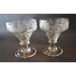 A Pair of 19th Century Glass Rummers etched with grape vine