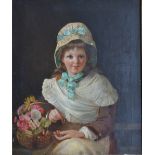 Kate Gray, 1870 onwards, England YOUNG GIRL WITH A BASKET OF FLOWERS Oil on canvas,