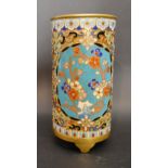 A 20th Century Gilt Metal Cloisonne Specimen Vase, decorated with polychrome enamels,