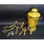 A Pair of Gilded Metal Wall Lights,