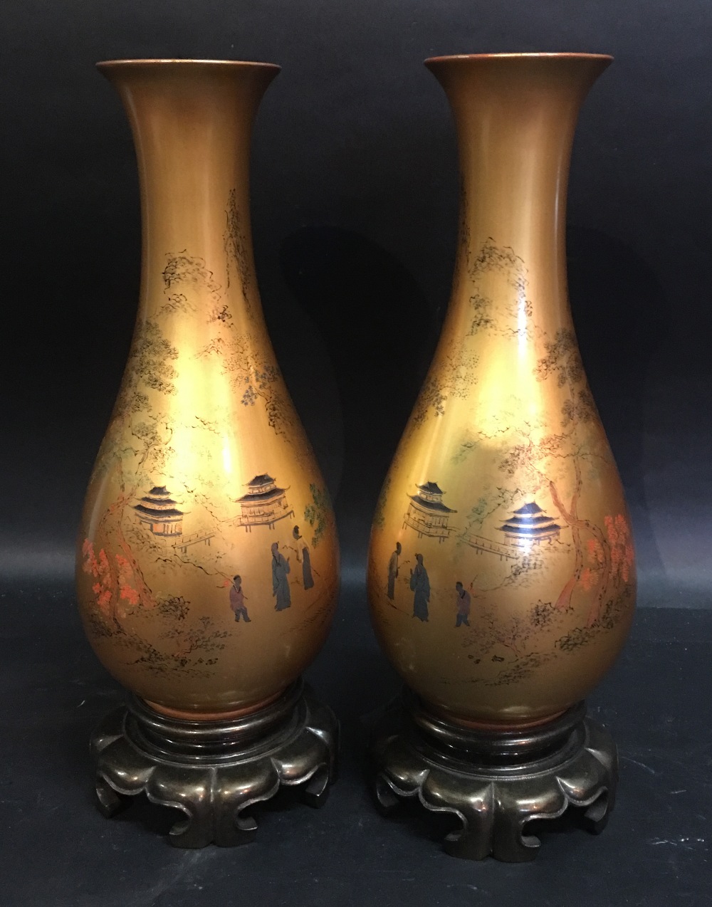 A Pair of Late 19th Early 20th Century Chinese Lacquered Oviform Vases,