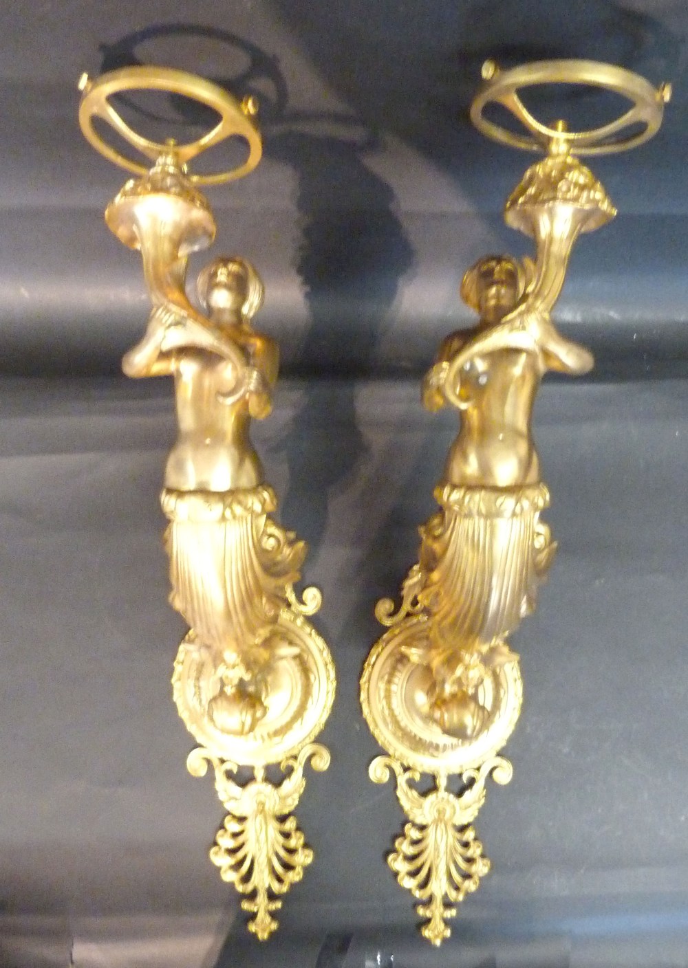 A Pair of French Ormolu Figural Wall Sco