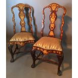 A Pair of Dutch Marquetry Side Chairs, e