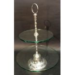 A Silver Plated and Cut Glass Two Tier G