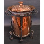 An Arts and Crafts Copper and Wrought Iron Coal Bin,