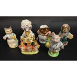 A Beswick Beatrix Potter Figurine 'Lady Mouse' together with five other similar Beswick Beatrix