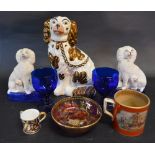 A Small Royal Crown Derby Imari Decorated Tig together with a Tuscan Lustre Bowl, a Pratt Ware Mug,