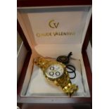 A Claude Valentini Millennium Sports Gold Plated Gentleman's Wristwatch,
