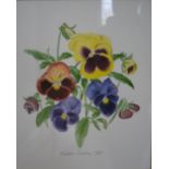 Alistair Gordon 'Pansies' Watercolour and another,