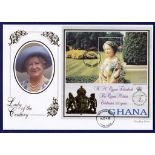 Ghana - 1999  Queen Mother's 100th Birthday Miniature Sheet on First Day Cover.  Most attractive.