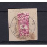 Samoa - 1886-1900  1/- Rose-Carmine, dissected vertically tied on piece with APHIA/JUN/6/95, SG25a.