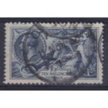 Great Britain - 1934  10/- Indigo, SG452, re-engraved Seahorse, used.  Cat. œ80.