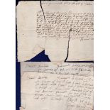 Norfolk - 1661 (5 + 13 Oct) & 1662  2 part letters, one with part of Norwich address, 1 letter in