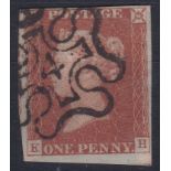 Great Britain - 1841  1d Red 'KH'.  Fine used 'No 4' in Maltese Cross.  Four good to very large
