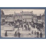 France - Le Marche aux Bestiaux, a good animated postcard picture of street market. 1914 - 1918