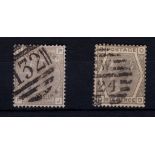 Great Britain 1880 4d grey-brown, plate 17, SG 160, used, and 6d grey, plate 17, used SG 161 (2) Cat