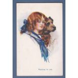 Children: A.A. Nash "Watching for you" show a picture of a pretty girl with a dog.