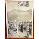 Taipo - Print of the Ceremony of hoisting the British Flag - on case 12"x9".