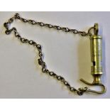 R.A.F. Police or Air Ministry Constabulary white metal whistle and chain. A police style whistle