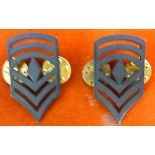 American First Sergeant collar dog pair, blacked metal with makers mark F.L.G.I.