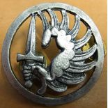 French Airborne Troops cap badge (White Metal) Pin fixing.