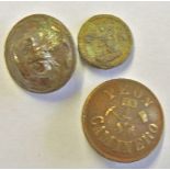 Military buttons, interesting designs. One lead Charles II lead button, Napoleonic era military