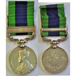 Indian General Service Medal 1908 with 'Abor 1911 - 12' clasp. Named in Indian Style? To Brig.