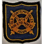 Old Contemptible Blazer badge, Aug 5 to Nov 22 1914 in gold bullion on blue and black backing.