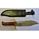 Vintage Style Bowie Knife, made in Pakistan with a well trimmed leather sheath.