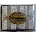 German Zeppelin interest cigarette case with Nord-u.Sudamerika Jubilaumsfahrt 1933 Zeppelin badge