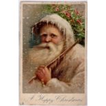 Father Christmas (White) Postcard. Artist Tuck 'Christmas Series' 8005