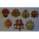 Militaria Cap Badges (7) - Grenadier Guards, East Lancashire, East Yorkshire, Devonshire etc.