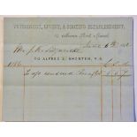 Ipswich Suffolk 1866 engraved letterhead Alfred J Shorten Veterinary, Livery, Shoeing