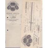 France 1914 Cheque Laberie Distiller Toulouse, used orders, Vignette, also original vignette