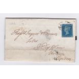 Great Britain 1841 EL York to London with very fine 1841 2d blue 'RC' four margins, most attractive