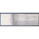 Great Britain 18... Messrs Cakes, Bevan & Co. Stowmarket, unused cheque, Blue on White. Scarce.