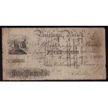 Brixham Bank 1817 £5, Hine, Holdsworth and Pomeroy Fishing Smacks vignette, scarce. Fine to near
