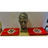 German WWII Pattern Arm Bands (2) with a bust of Adolf Hitler (Sold as is)